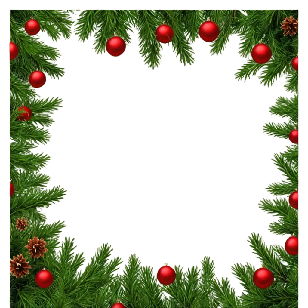 PNG-Image-of-Pine-Branches-Framing-a-Christmas-Scene-Perfect-for-Holiday-Designs