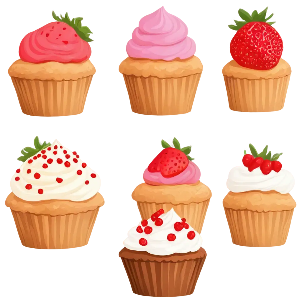 PNG-Cupcake-Muffin-Cartoon-Strawberry-Cream-Fruit-Cupcake-Illustration