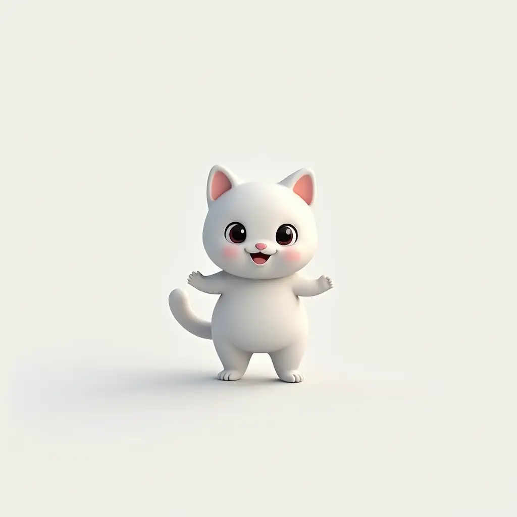 white cat 2 times human height as emoji for smartphone