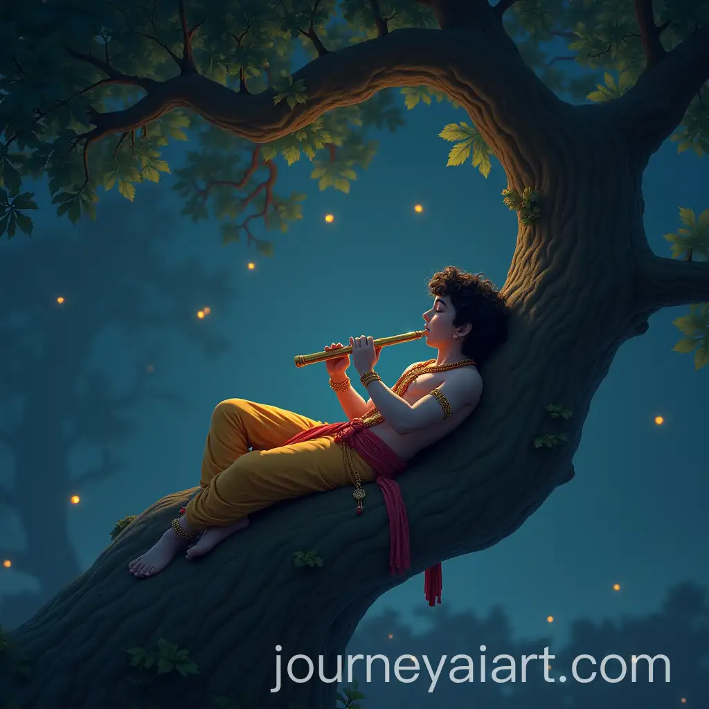 Krishna-Playing-Flute-on-a-Majestic-Tree