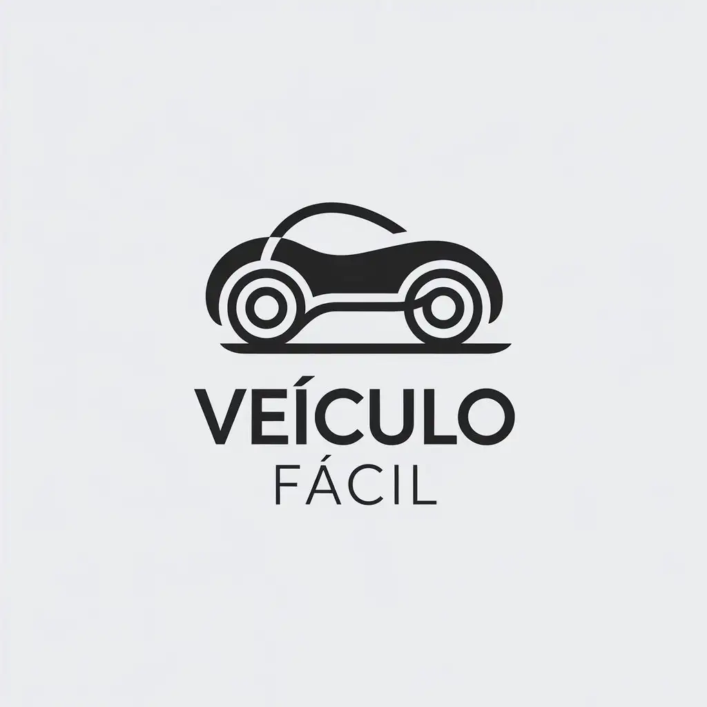 LOGO Design for Veculo Fcil Minimalistic Vector Symbol Combining Wheels and Car with Modern SansSerif Typeface