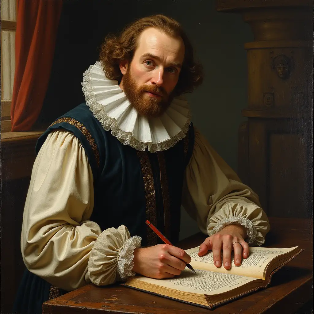 Dutch Writer Contemplating Divine Insights in 1639