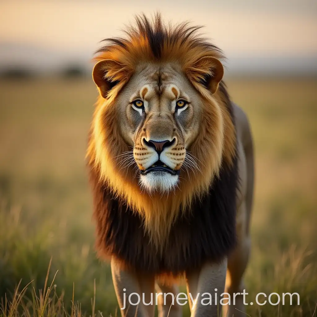 Lion-Standing-in-Grass-with-Intimidating-Stare-on-African-Plains