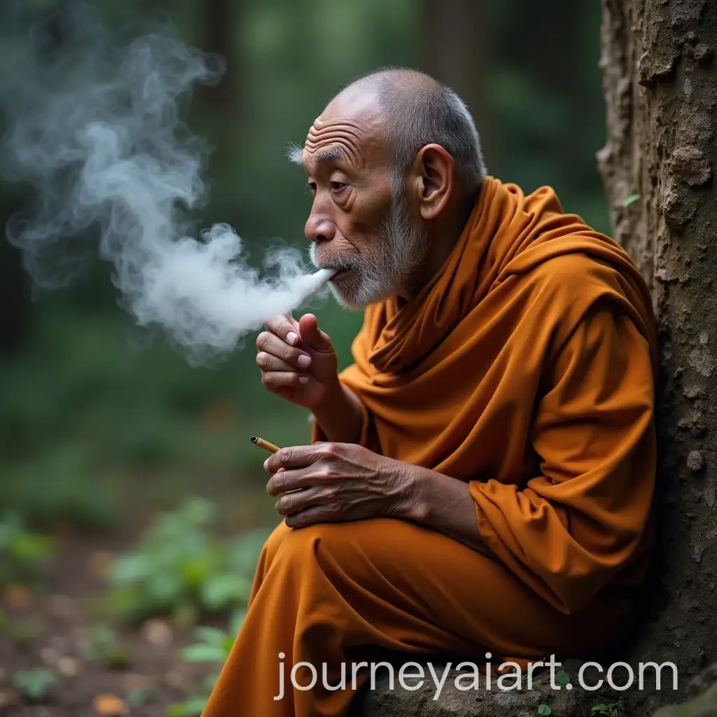 Playful-Monkey-Monk-Enjoying-a-Smoke-Break