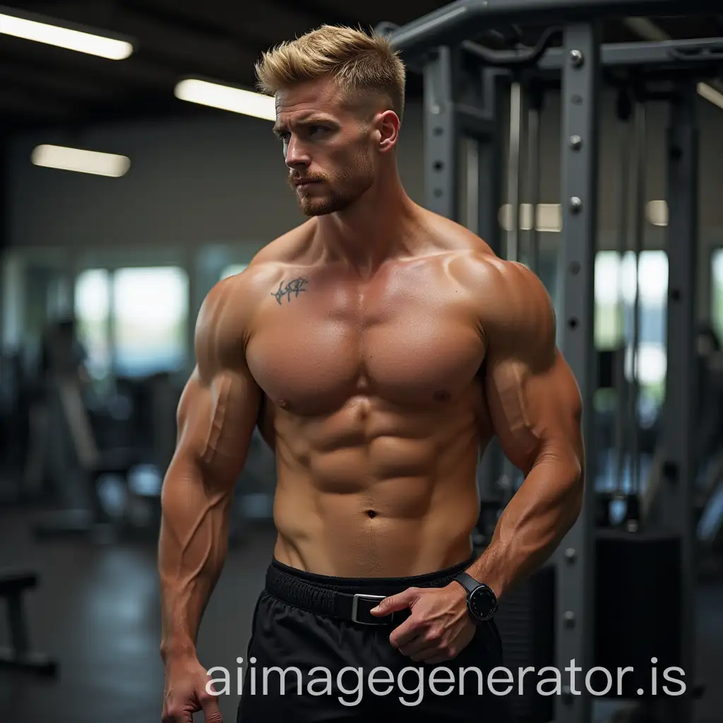 Muscular-Blond-Man-Working-Out-at-the-Gym