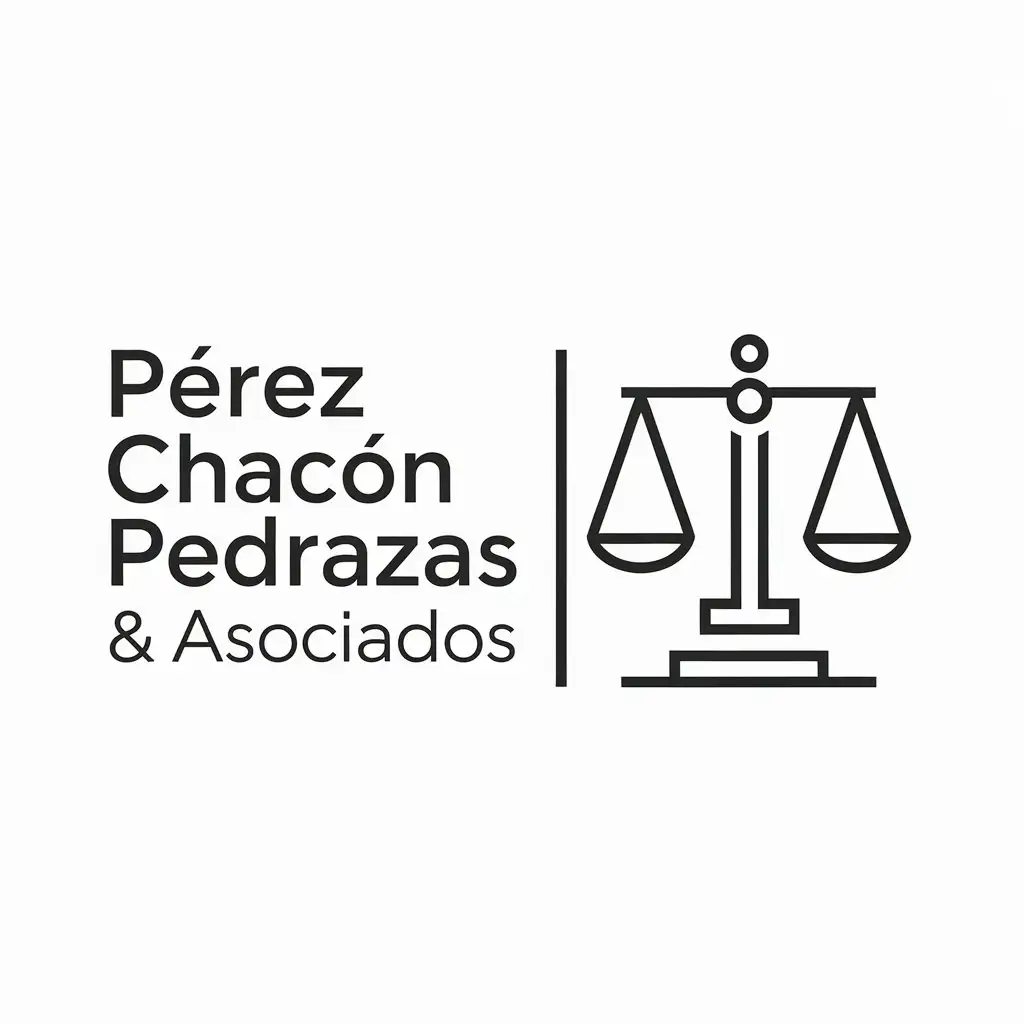 a vector logo design,with the text "Pérez Chacón Pedrazas & Asociados", main symbol:Symbol of justice, right,Minimalistic,be used in Legal industry,clear background