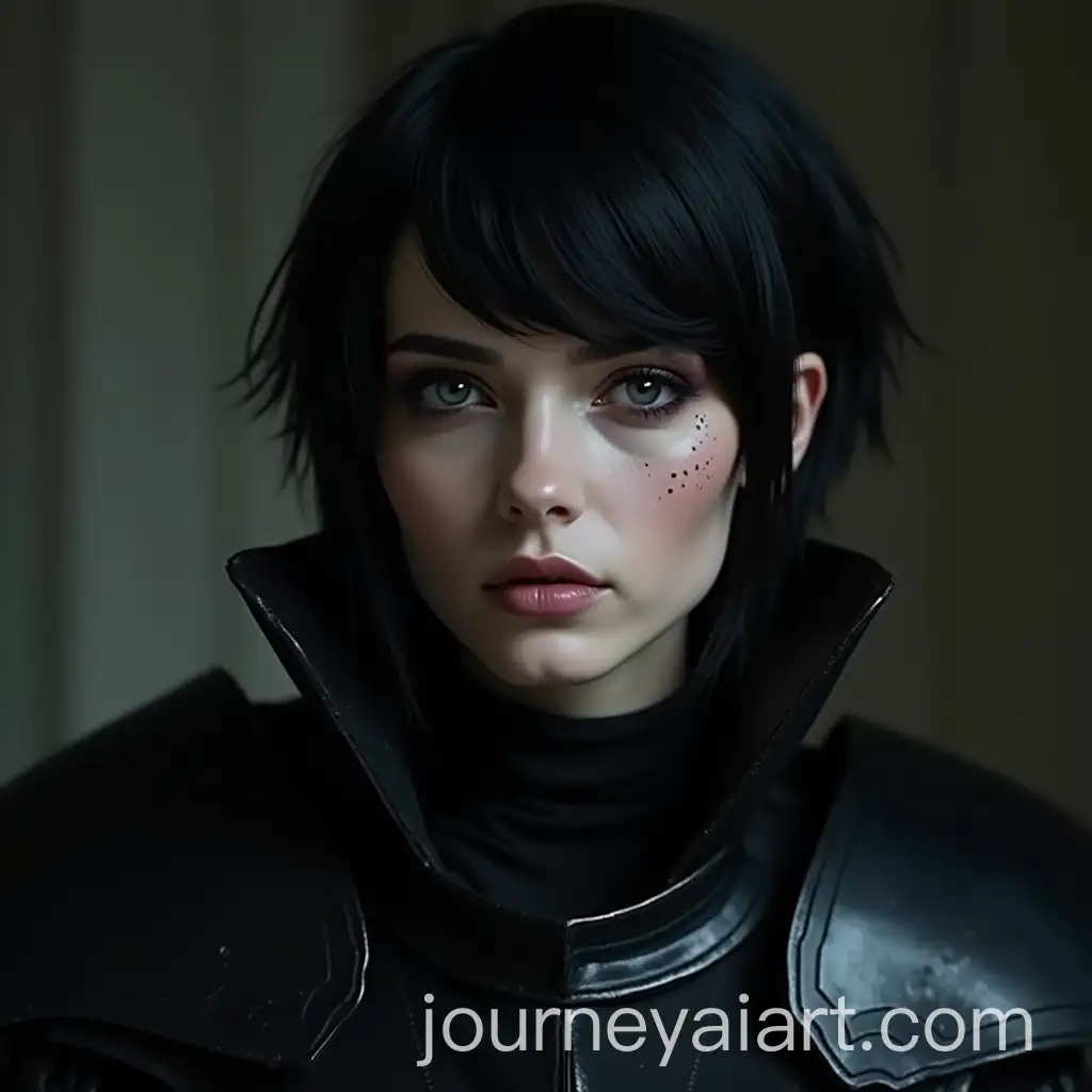 Woman-in-Gothic-Armor-with-Short-Black-Hair-and-Sharp-Features
