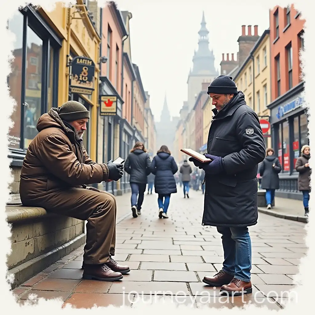 Watercolor-Scene-of-Peterborough-Town-Centre-with-Homeless-Individuals-and-Drug-Dealers