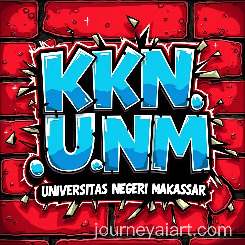 Graffiti-Text-KKNREGUNM-LI-on-Cracked-Red-Brick-Wall