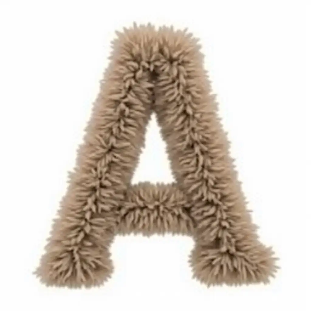 Letter A with White Background Featuring Dog Fur