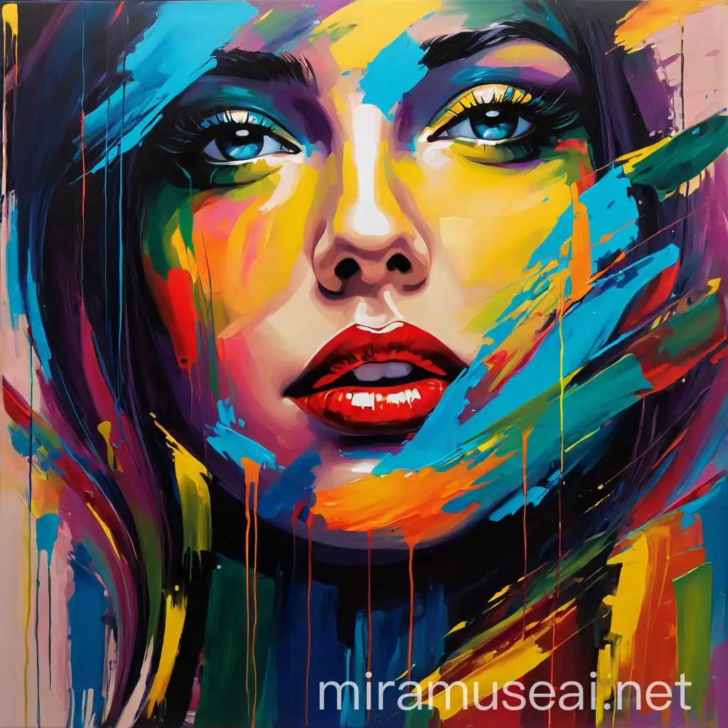 Abstract Contemporary Art Portrait of a Beautiful Girl