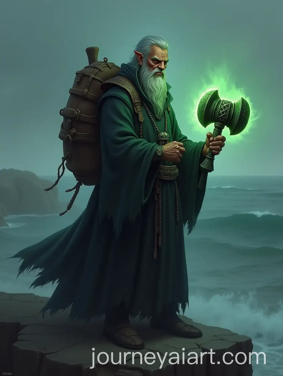 Ork-Necromancer-with-Nordic-Hammer-Amulet-by-the-Sea