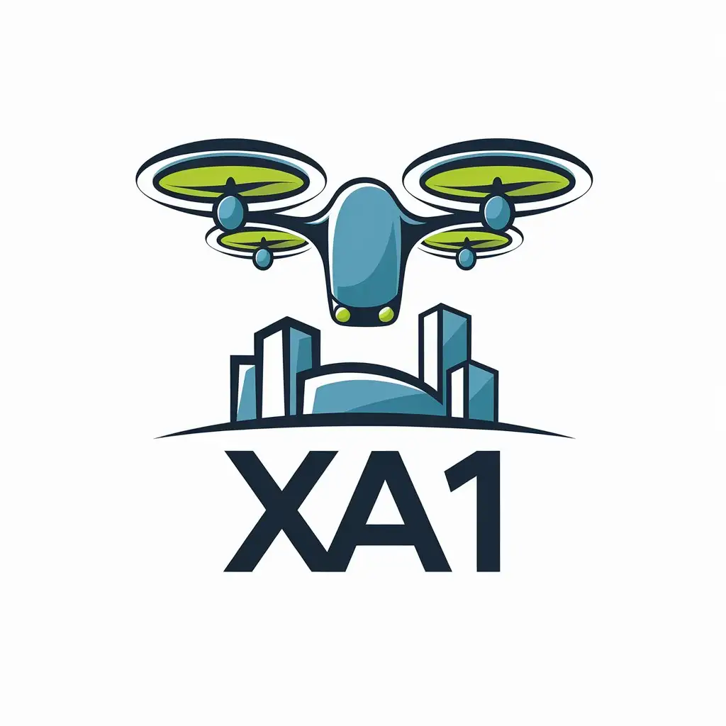 LOGO-Design-for-XA1-Sky-Blue-Seaweed-Green-Drone-Vector-Logo