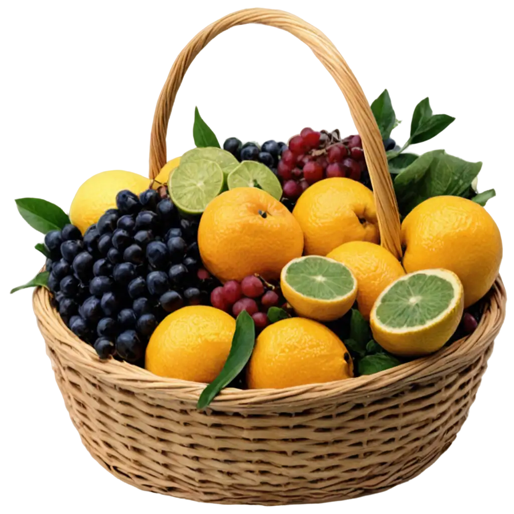 Vibrant-PNG-Image-of-a-Fruit-Basket-Featuring-Citrusy-Delights