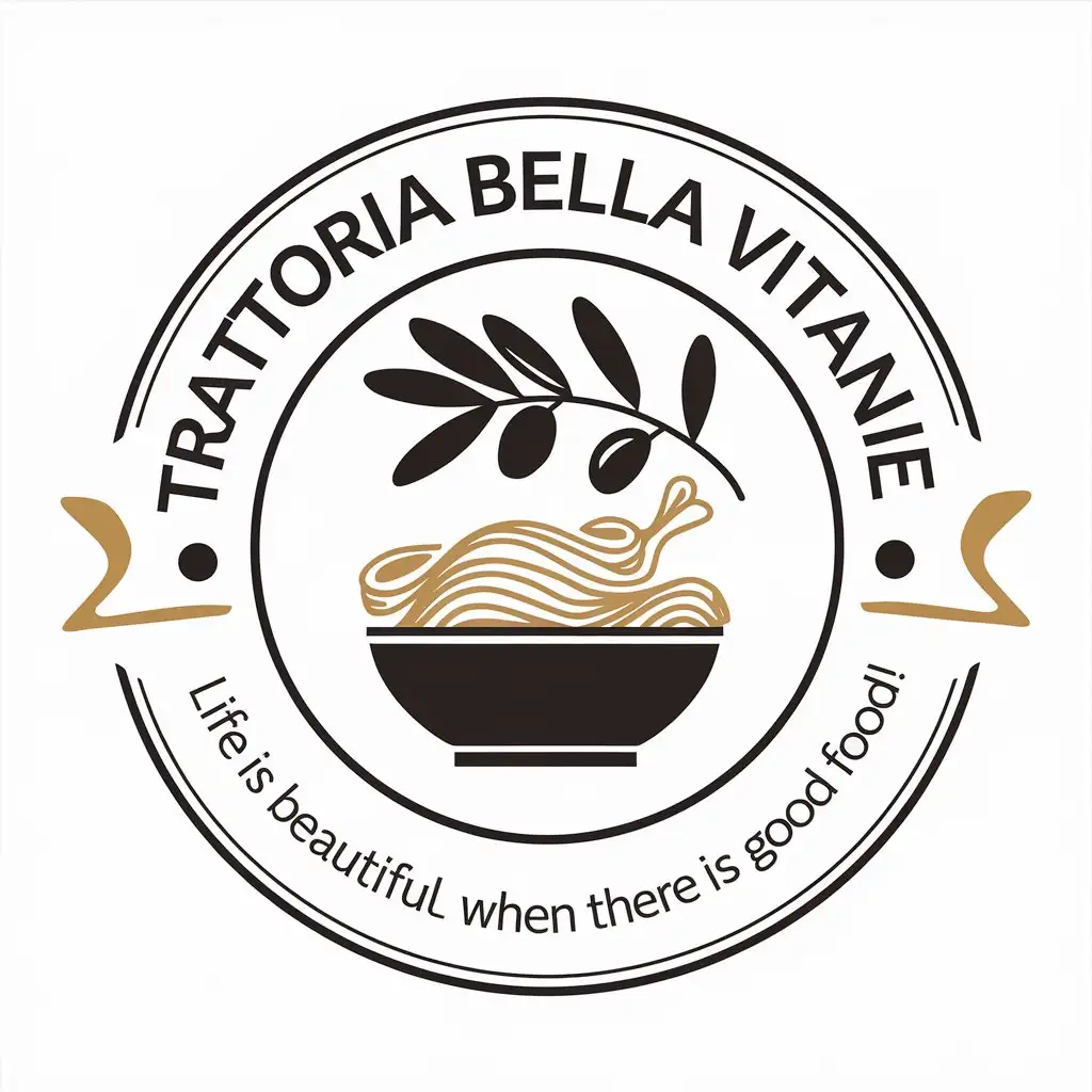 LOGO Design for Trattoria Bella Vita Olive Branch Italian Pasta Bowl Theme