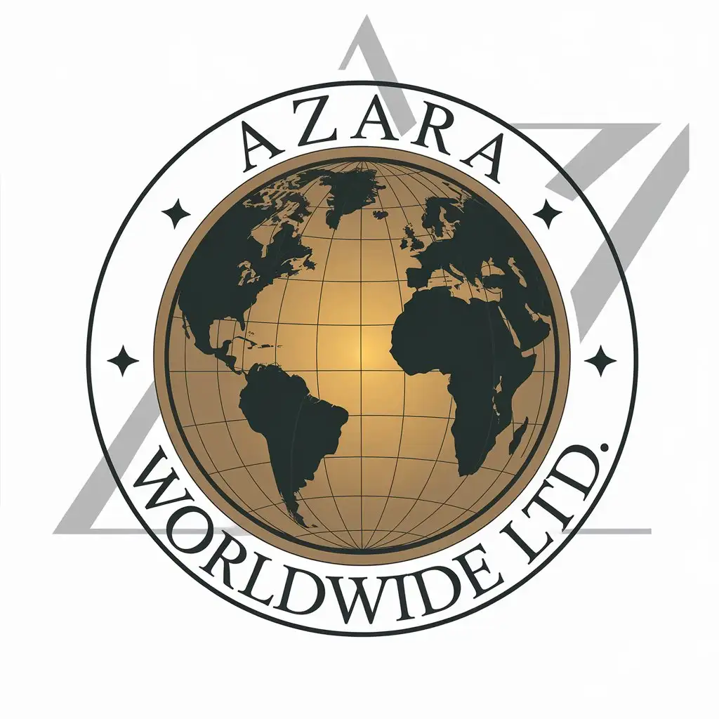 LOGO Design for Azara Worldwide Ltd World with Dark Green Continents Deep Gold Ocean Finance Industry Theme