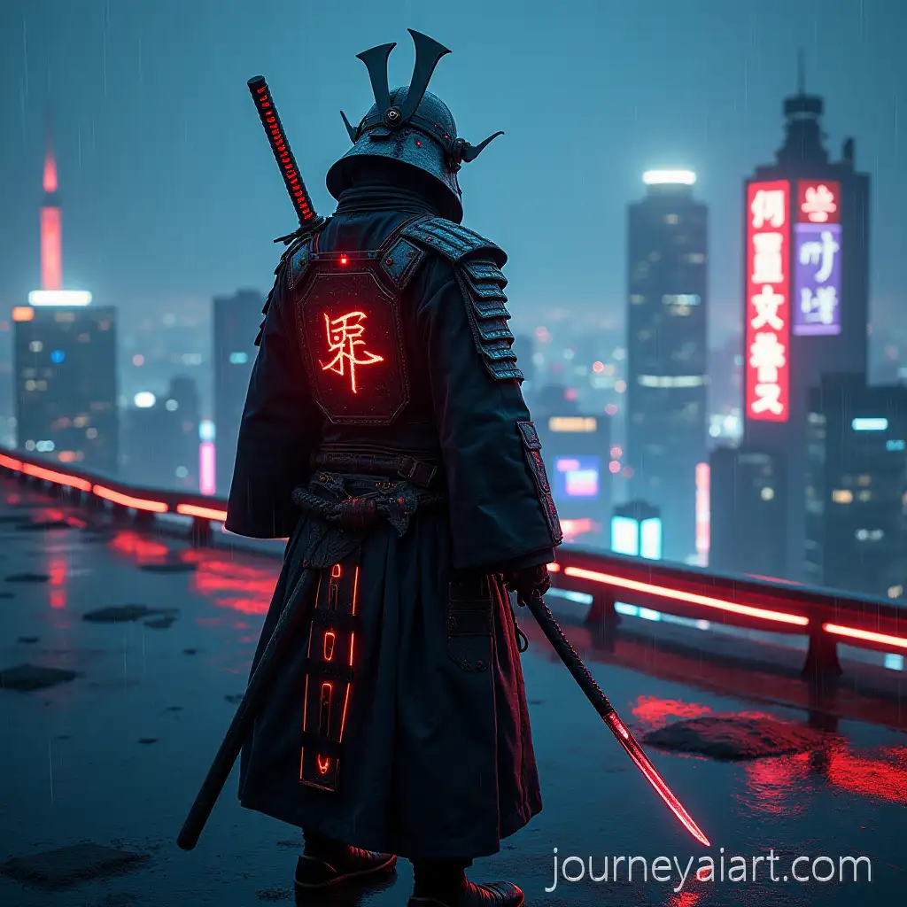 Cyberpunk-Samurai-on-NeonLit-Rooftop-in-FuturisticAI-Image-Prompt-Expansion-Tokyo