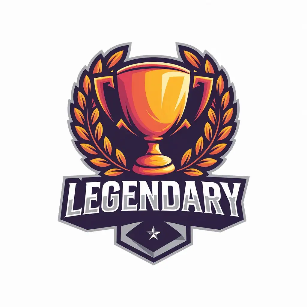 a vector logo design,with the text "LEGENDARY", main symbol:Vibrant colors, cup, around which is a wreath of the victor,complex,clear background