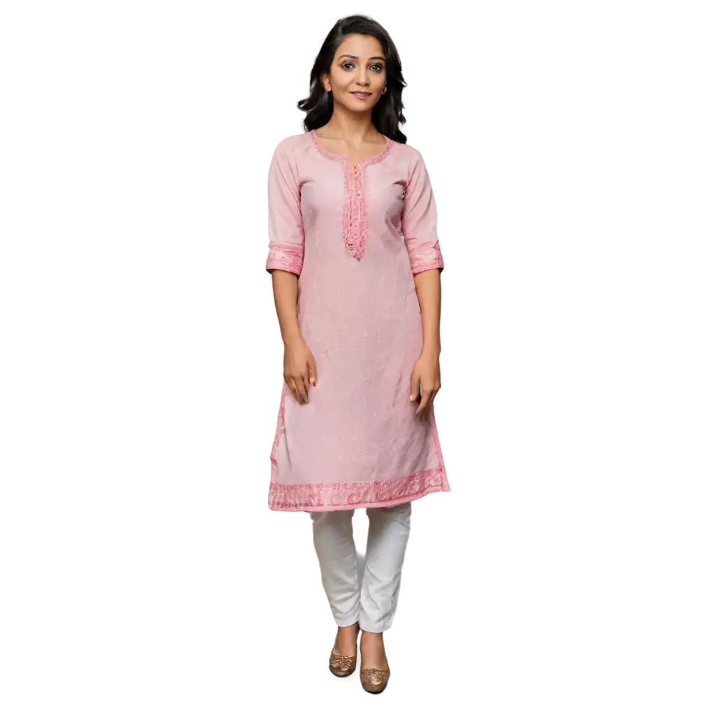 Indian-Woman-Wearing-Kurti-Pajama-PNG-Image-HighQuality-Transparent-Format