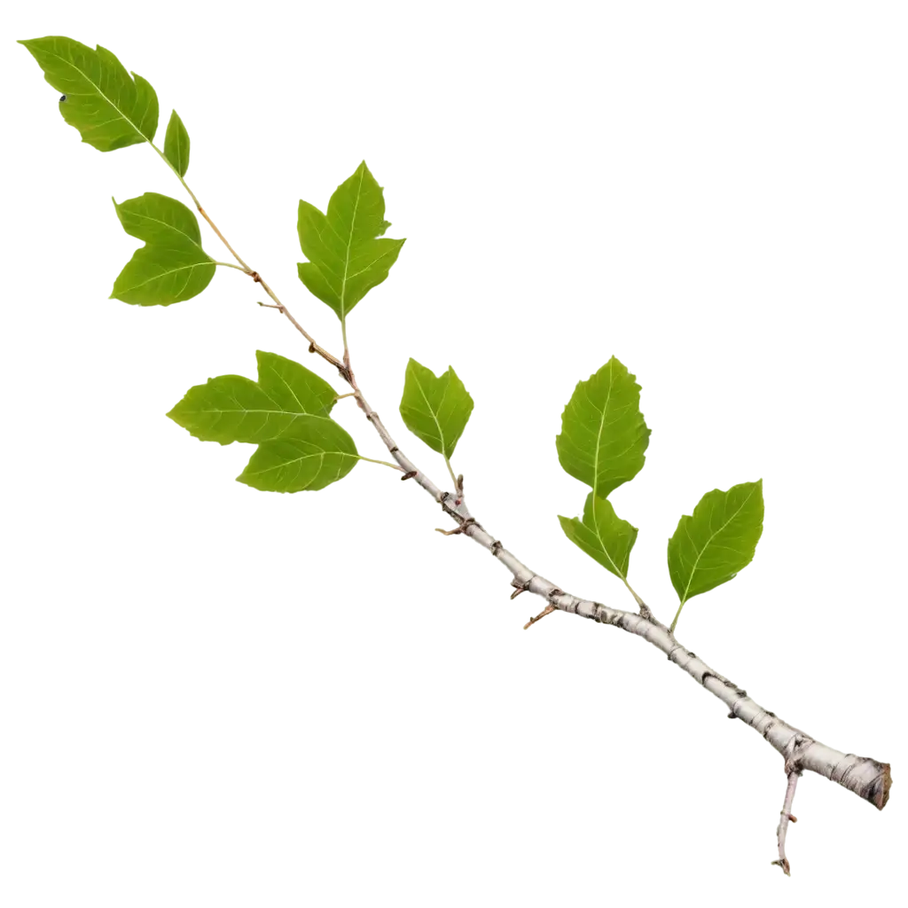 a birch branch with leaves