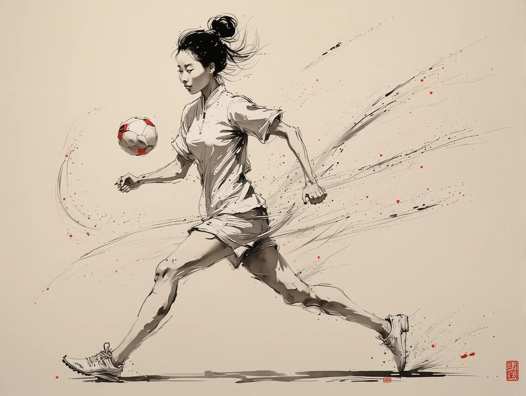 Energetic-Solo-Football-Player-in-Wu-Guanzhong-Style