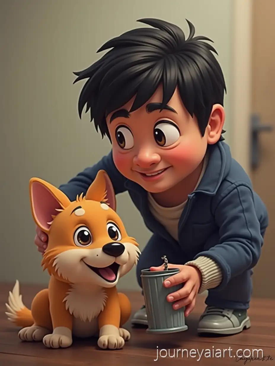 Dog-Posing-with-Jackie-Chan-in-ActionPacked-Urban-Scene