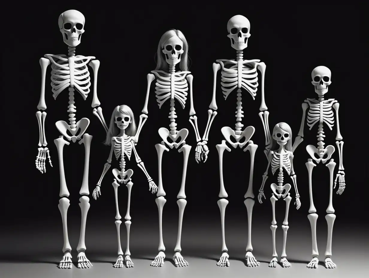 Family of Four as Skeletal Figures