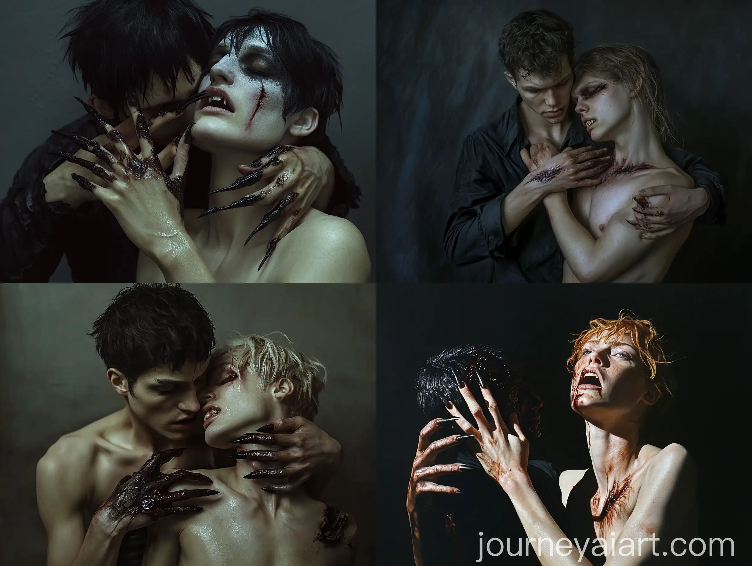 Horror-Scene-Vampire-Woman-Preparing-to-Bite-Young-Man