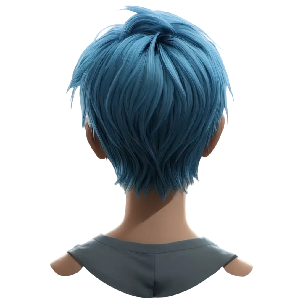 Anime-Boy-Head-with-Blue-Hair-Facing-Backward-HighQuality-PNG-Image-for-Versatile-Use