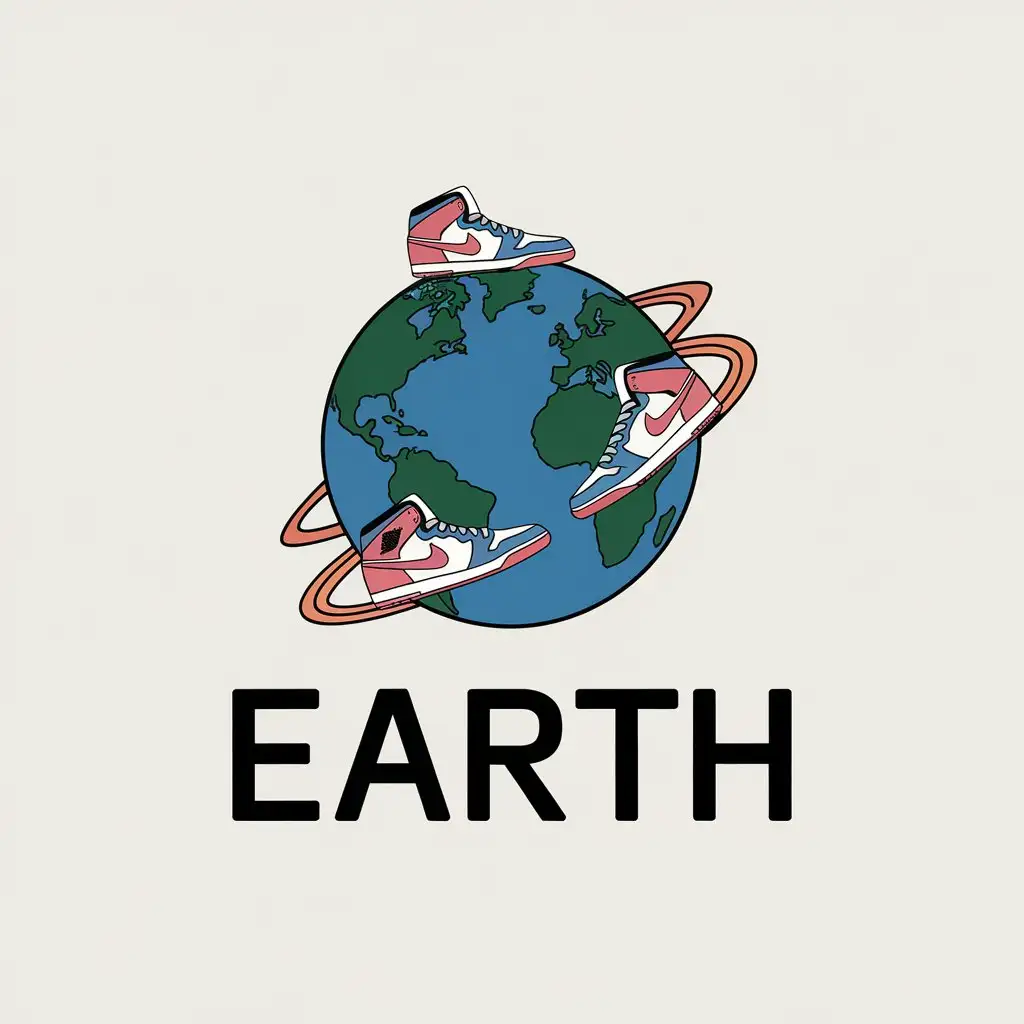 LOGO Design for Earth Vector Logo Featuring Orbiting Jordan Sneakers