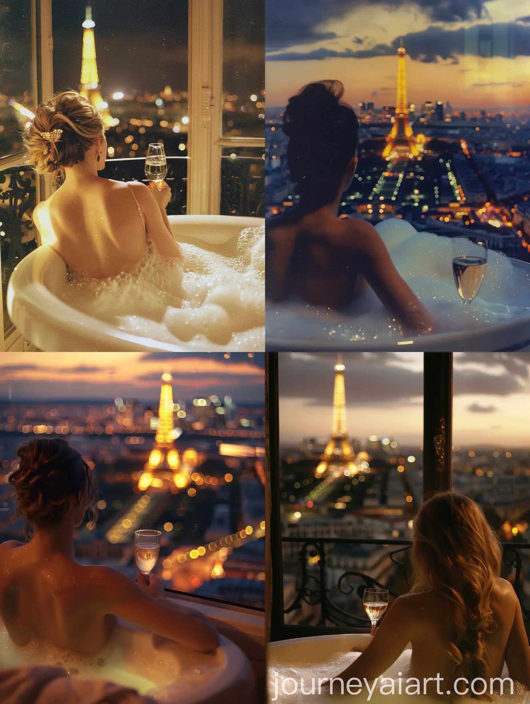Nighttime-Eiffel-Tower-View-from-HighRise-Window-with-Victorias-Secret-Model