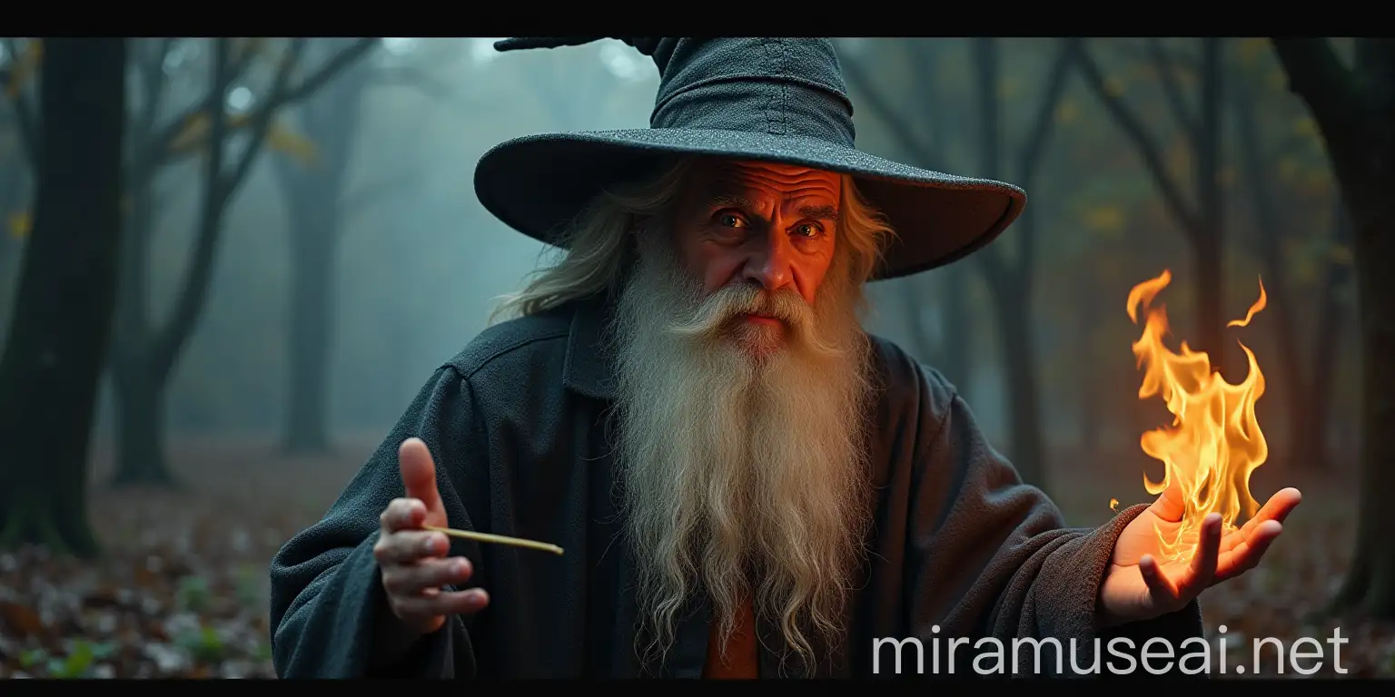 Realistic Elderly Wizard with Magical Aura