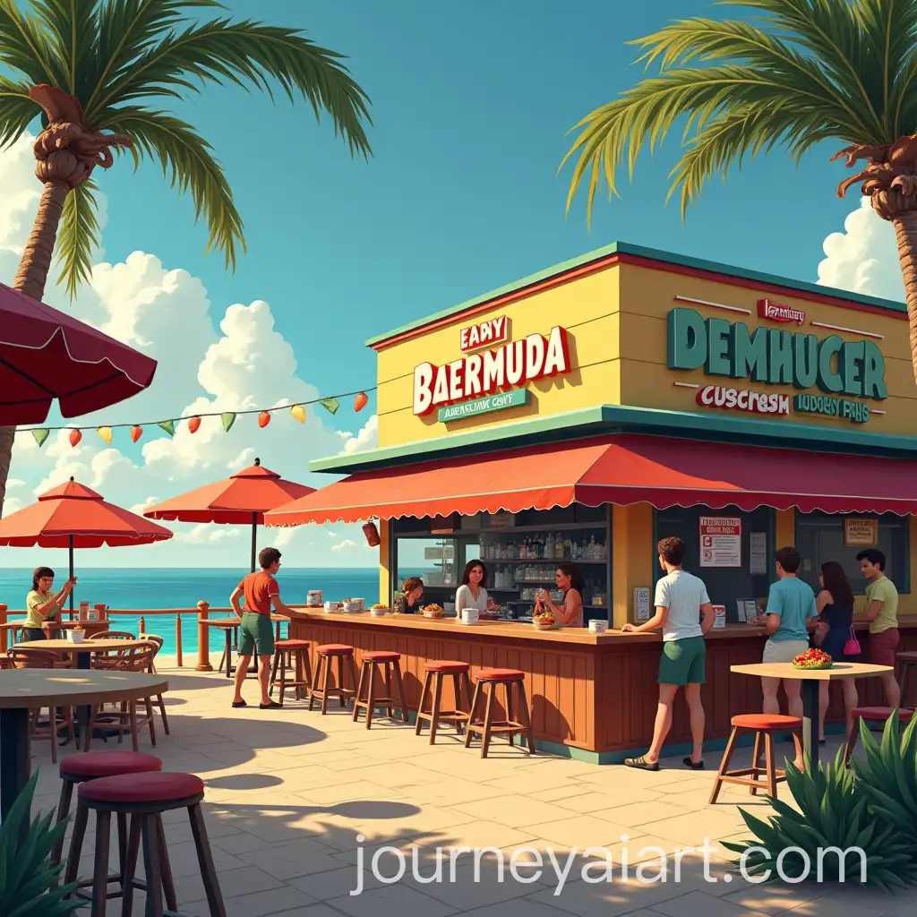 Bermuda-Food-Court-with-Customers-in-Line-for-Food