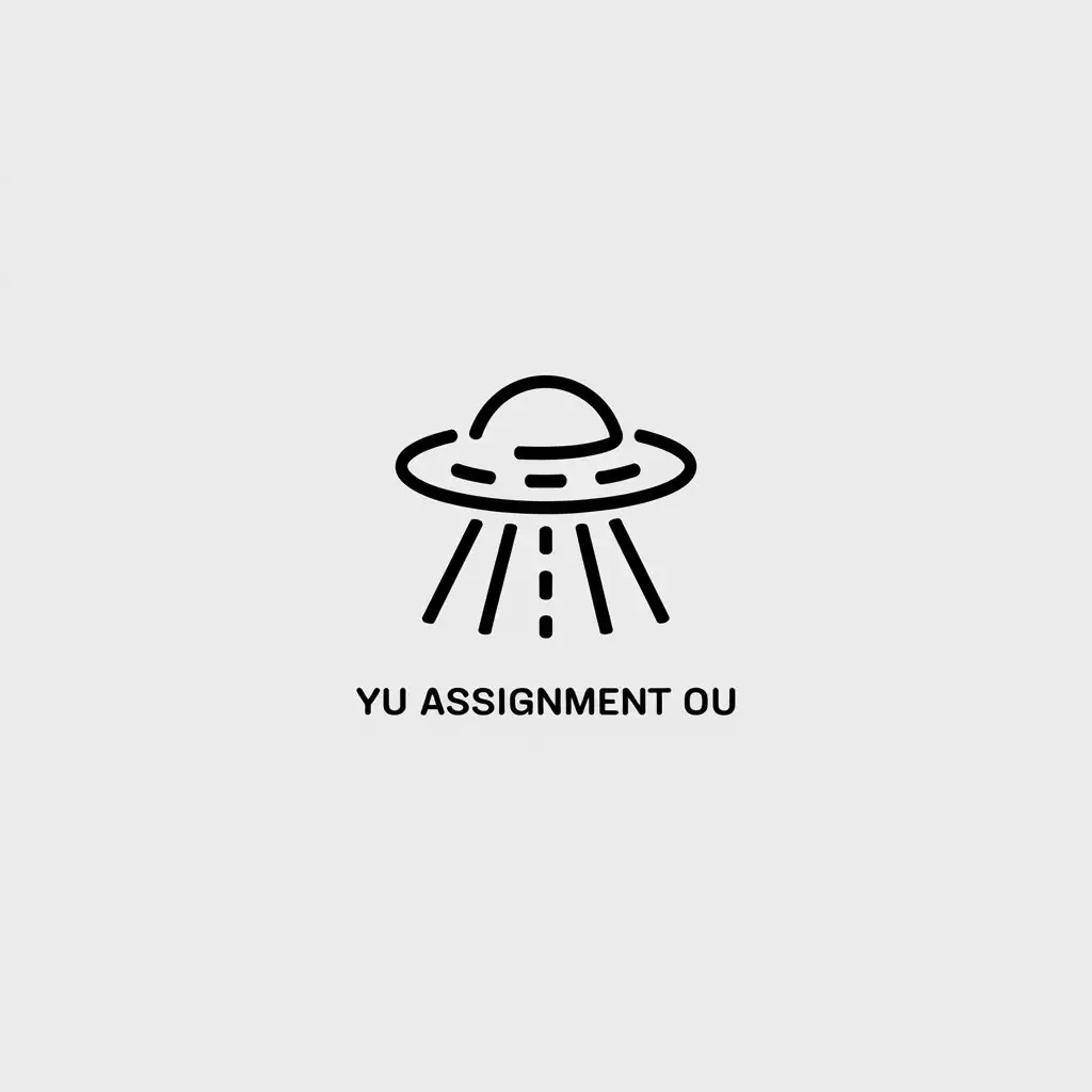 a vector logo design,with the text "Yu Assignment Ou", main symbol:UFO,Minimalistic,be used in Education industry,clear background