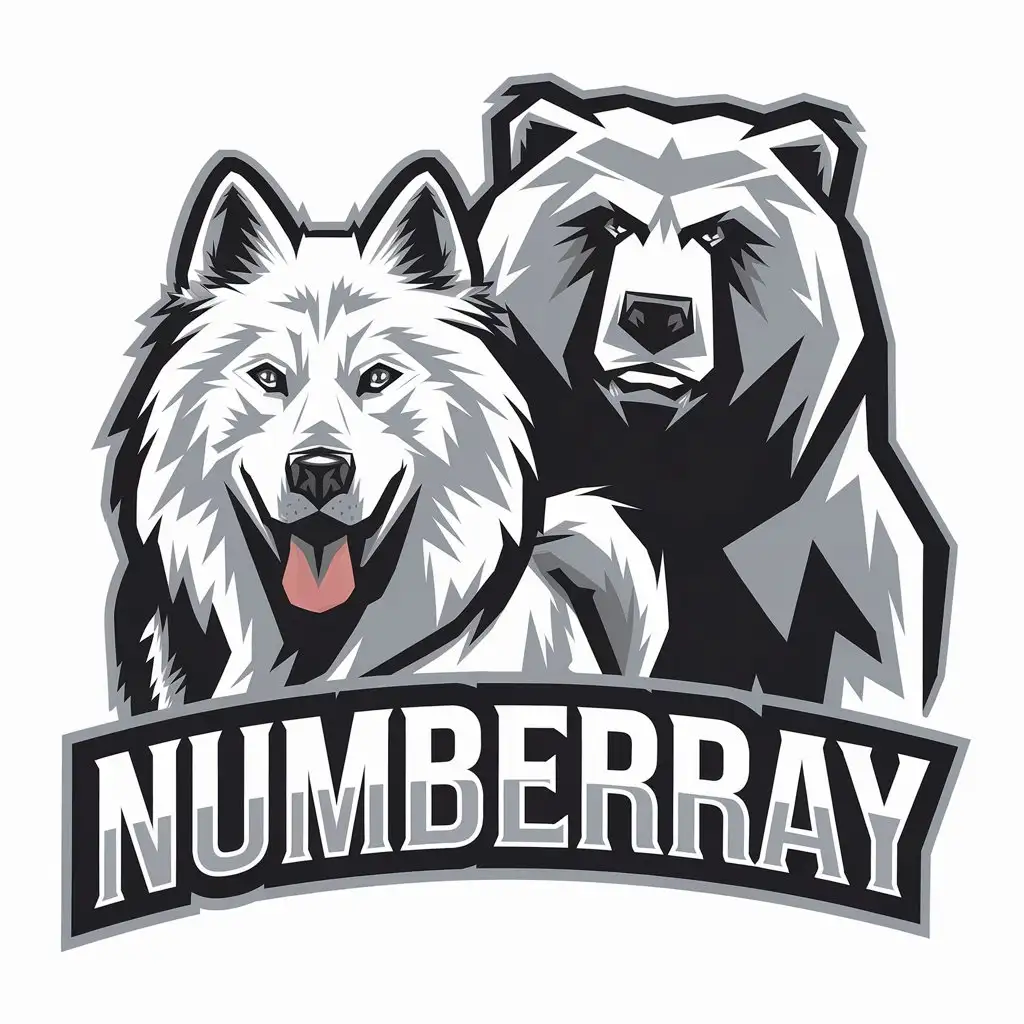 LOGO-Design-For-NumberRay-Vector-Logo-with-Samoyed-and-Bear-Theme-for-Technology-Industry