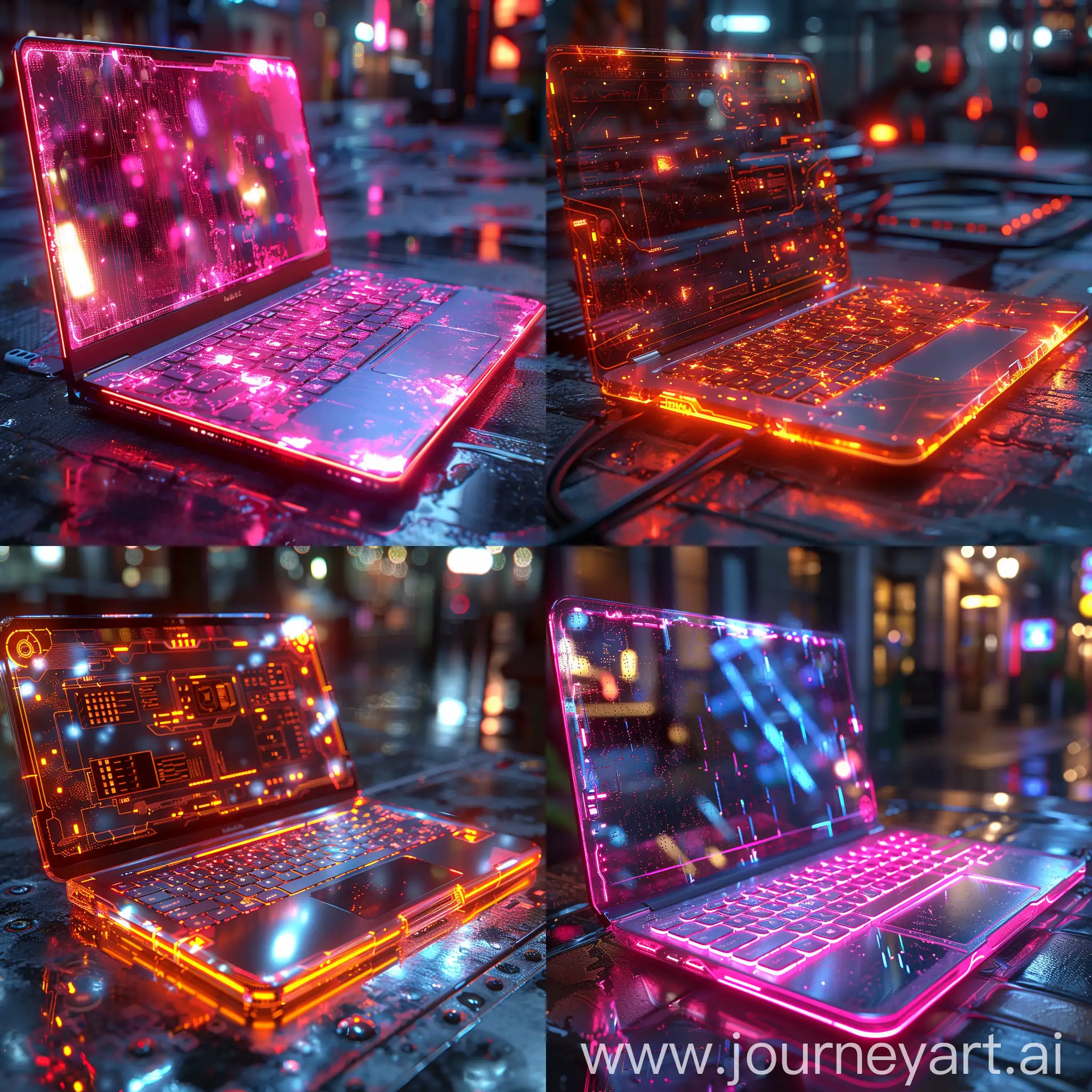Futuristic-UltraThin-Laptop-with-Glowing-Holographic-Keyboard-in-HighTech-Environment