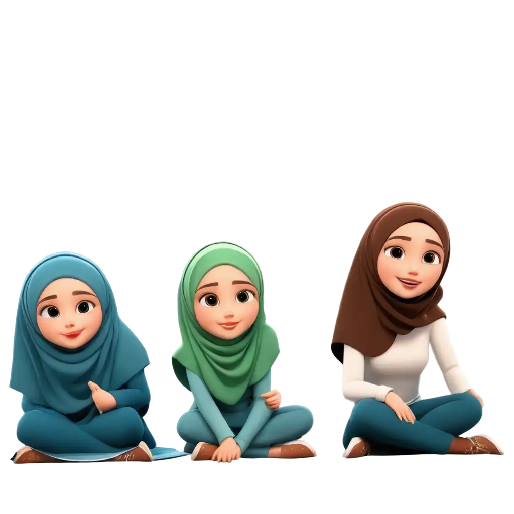 PNG-Image-of-Varied-Cartoon-Muslim-Women-in-School-Settings
