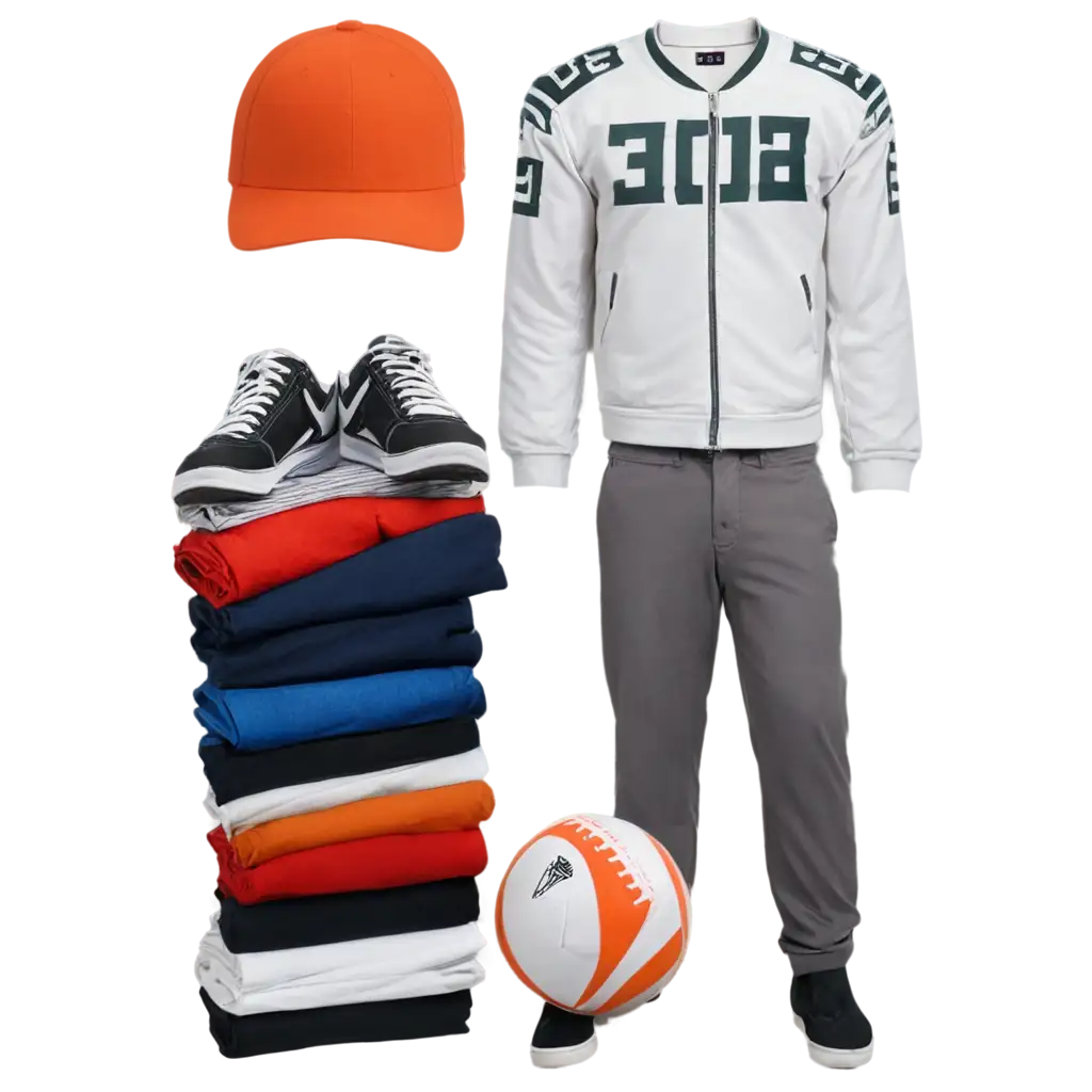 Neat-Stack-of-Clothes-PNG-Football-Uniform-Jacket-Pants-and-Sneakers