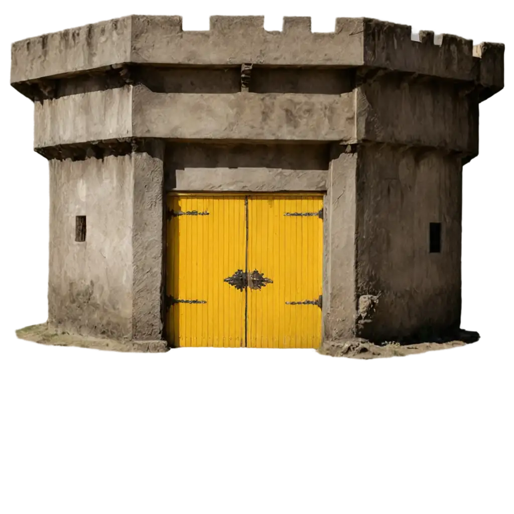 Big-Old-Rectangular-Shape-Fort-with-Big-Yellow-Door-PNG-HighQuality-Image-for-Creative-Projects