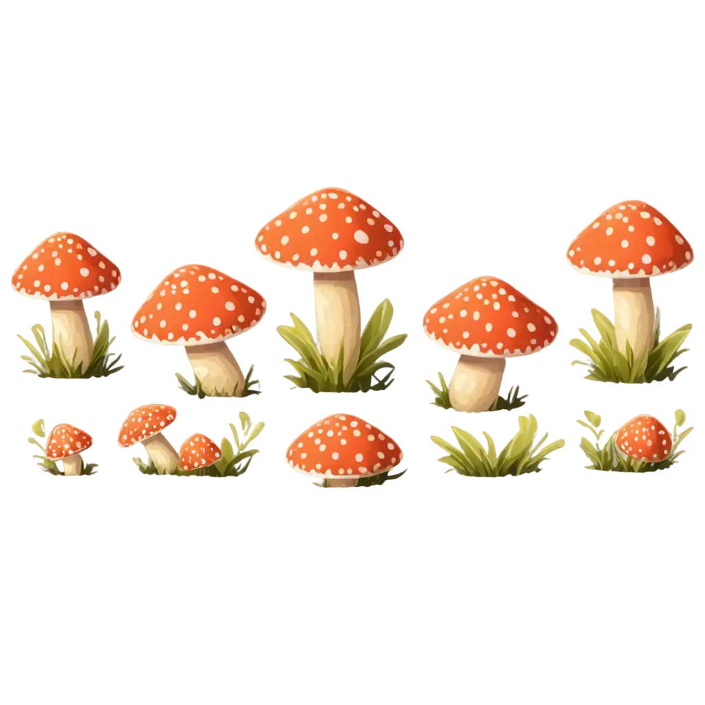 Charming-2D-Pixel-Art-Mushroom-PNG-Collection-PNG-Mushroom-Art-Scenarios-Retro-MMORPG-Style-with-Transparent-Background