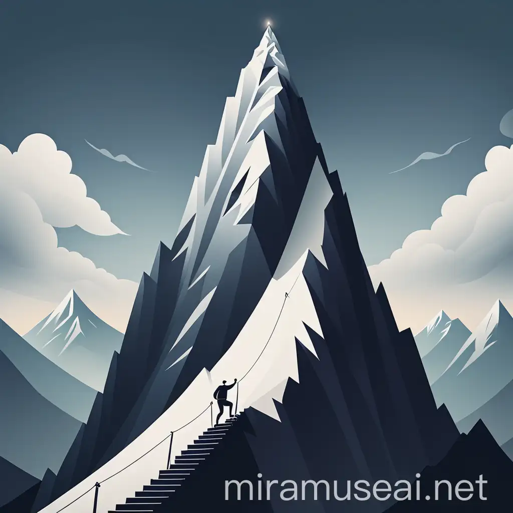 Person Scaling Towering Mountain to Achieve Goals