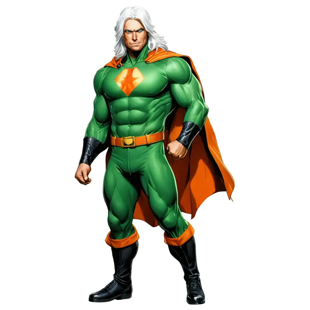 White-Hair-Russian-Superhero-with-Big-Muscles-in-Orange-and-Green-Uniform-PNG-Comic-Book-Style-Image