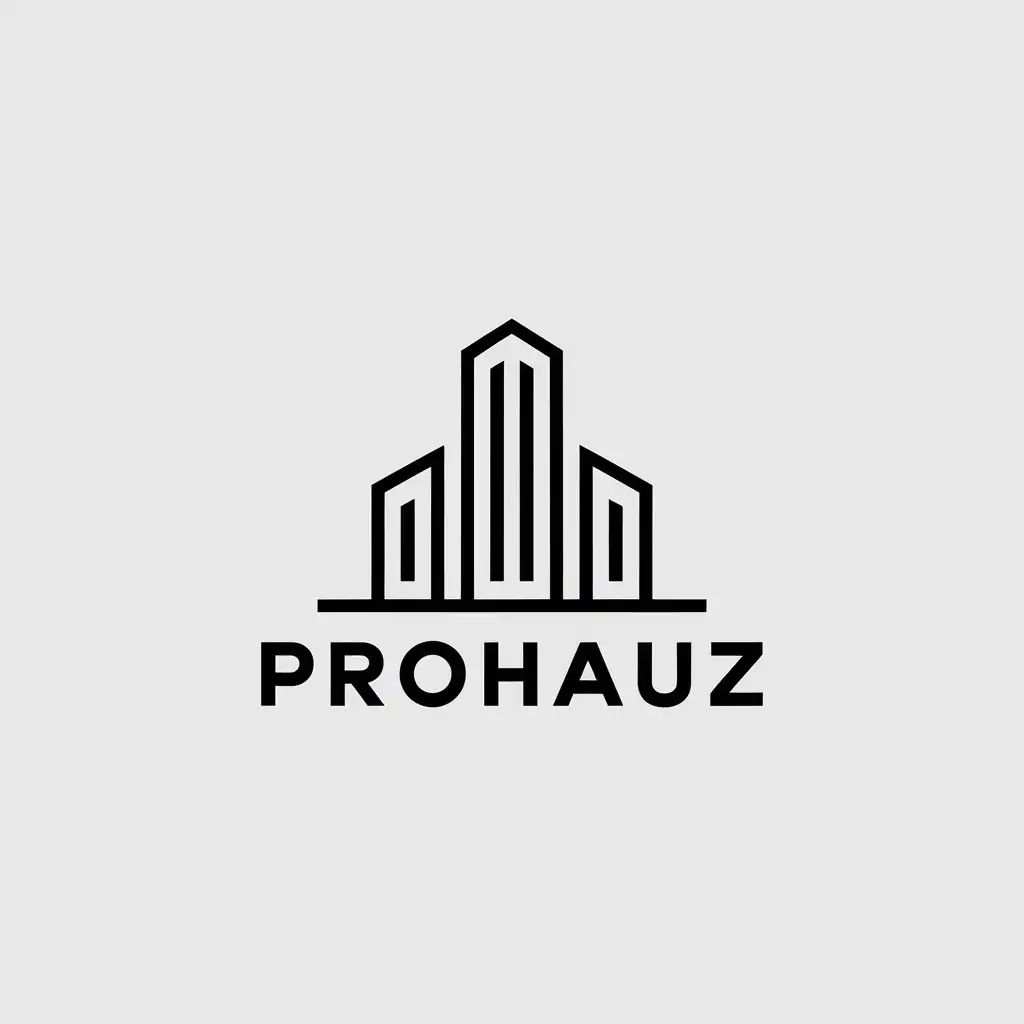 a vector logo design,with the text "ProHauz", main symbol:raising buildings,Minimalistic,clear background