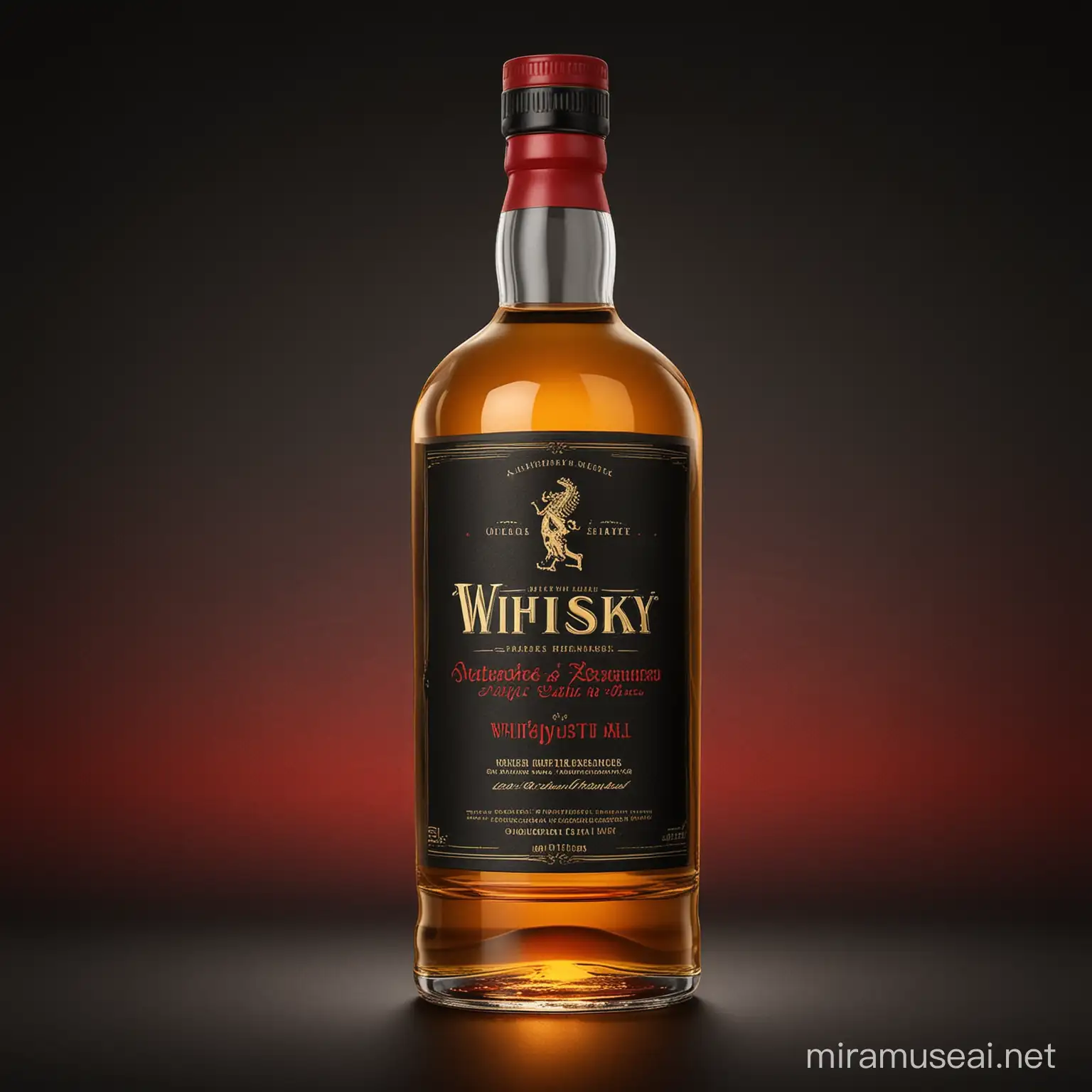 Whisky Label Design Featuring Good Moods with Yellow Black and Red Color Scheme