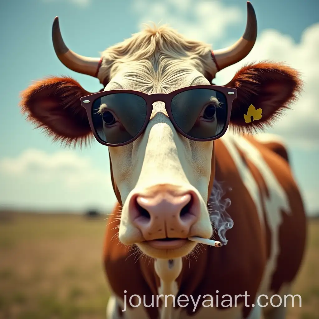 Cow-with-Sunglasses-and-Joint-in-Freedom-Pose
