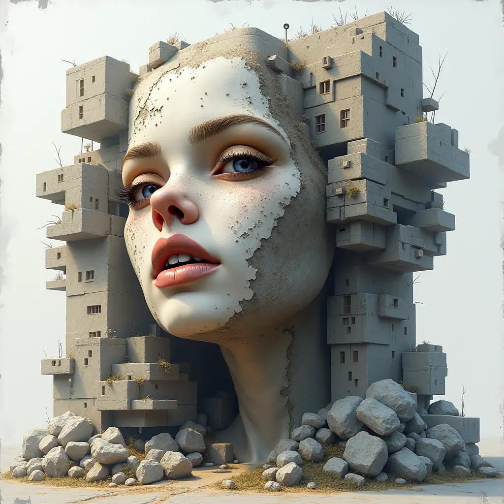 Face transforms into building