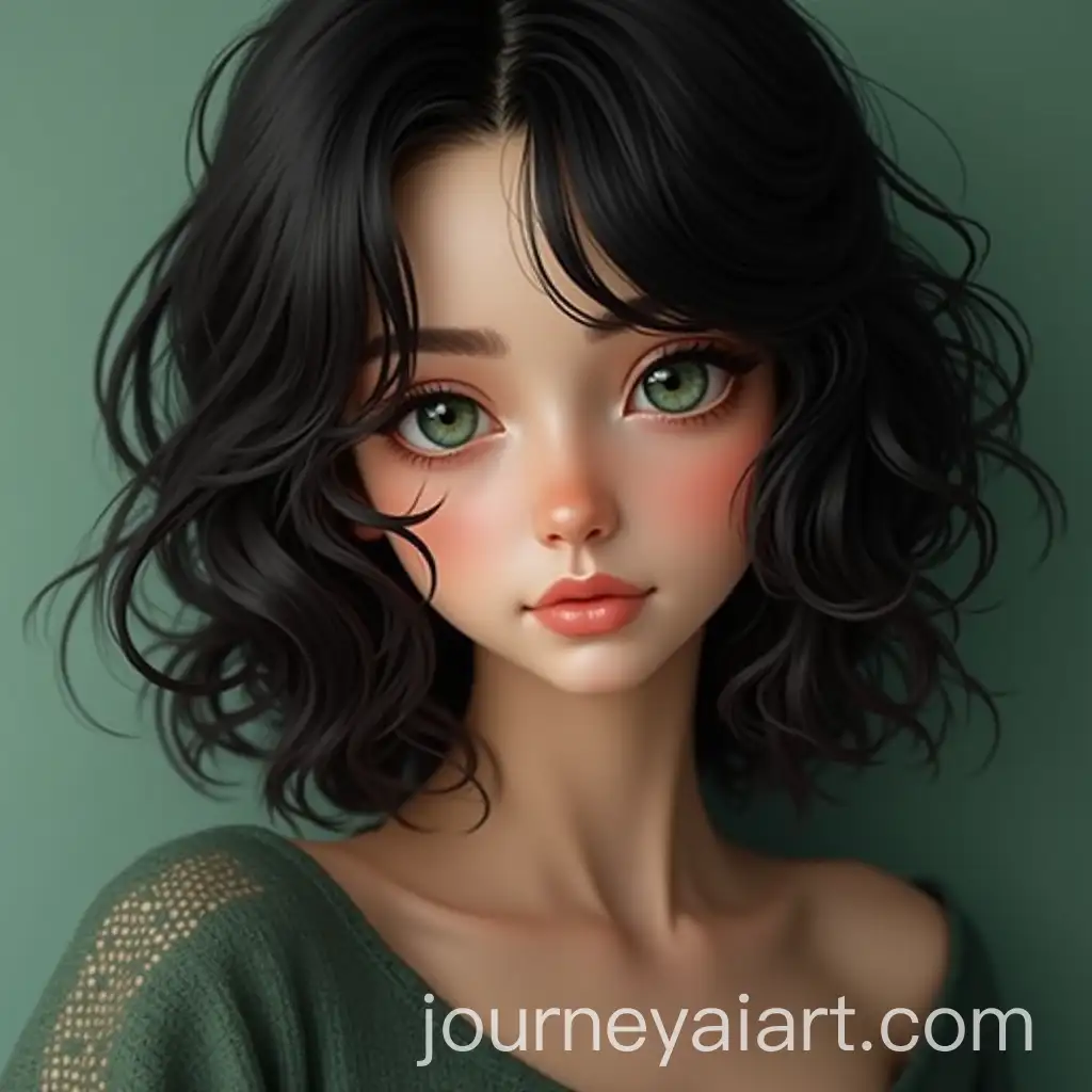 Realistic-Portrait-of-a-Young-Woman-with-Black-Hair-and-Green-Eyes