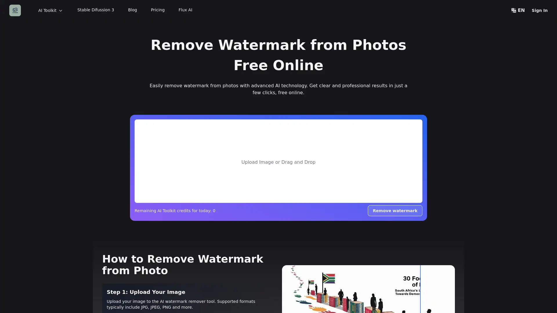 Effortlessly remove watermarks from images with advanced AI technology.