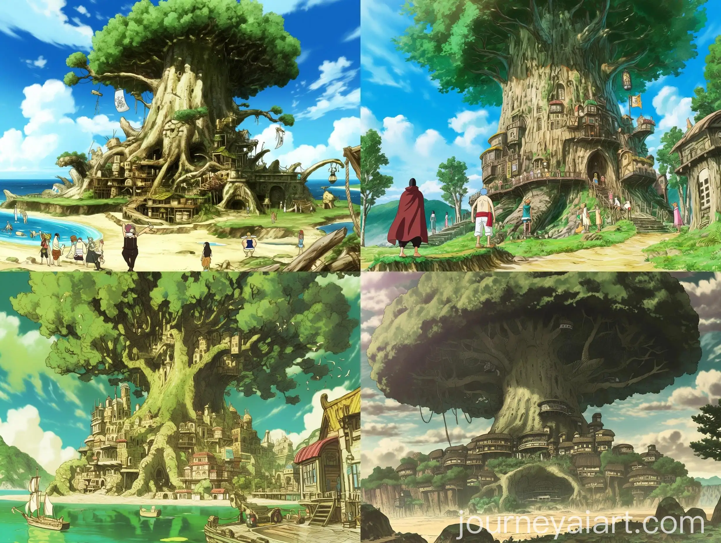 Sandbank-and-Giant-Tree-City-in-Anime-One-Piece-Style-Portrait