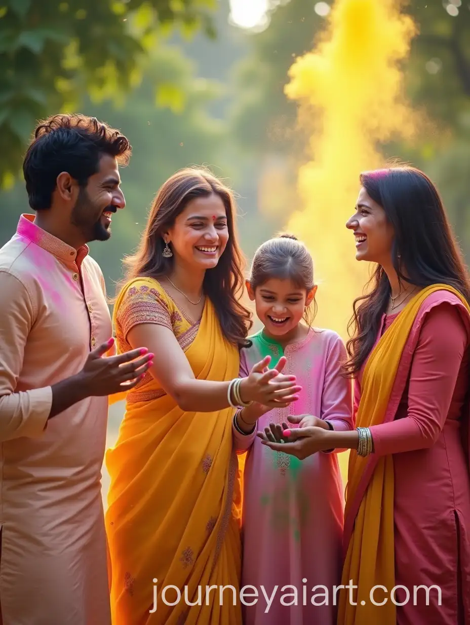 Joyful-Indian-Family-Celebrating-Holi-Outdoors-with-Colorful-Powders
